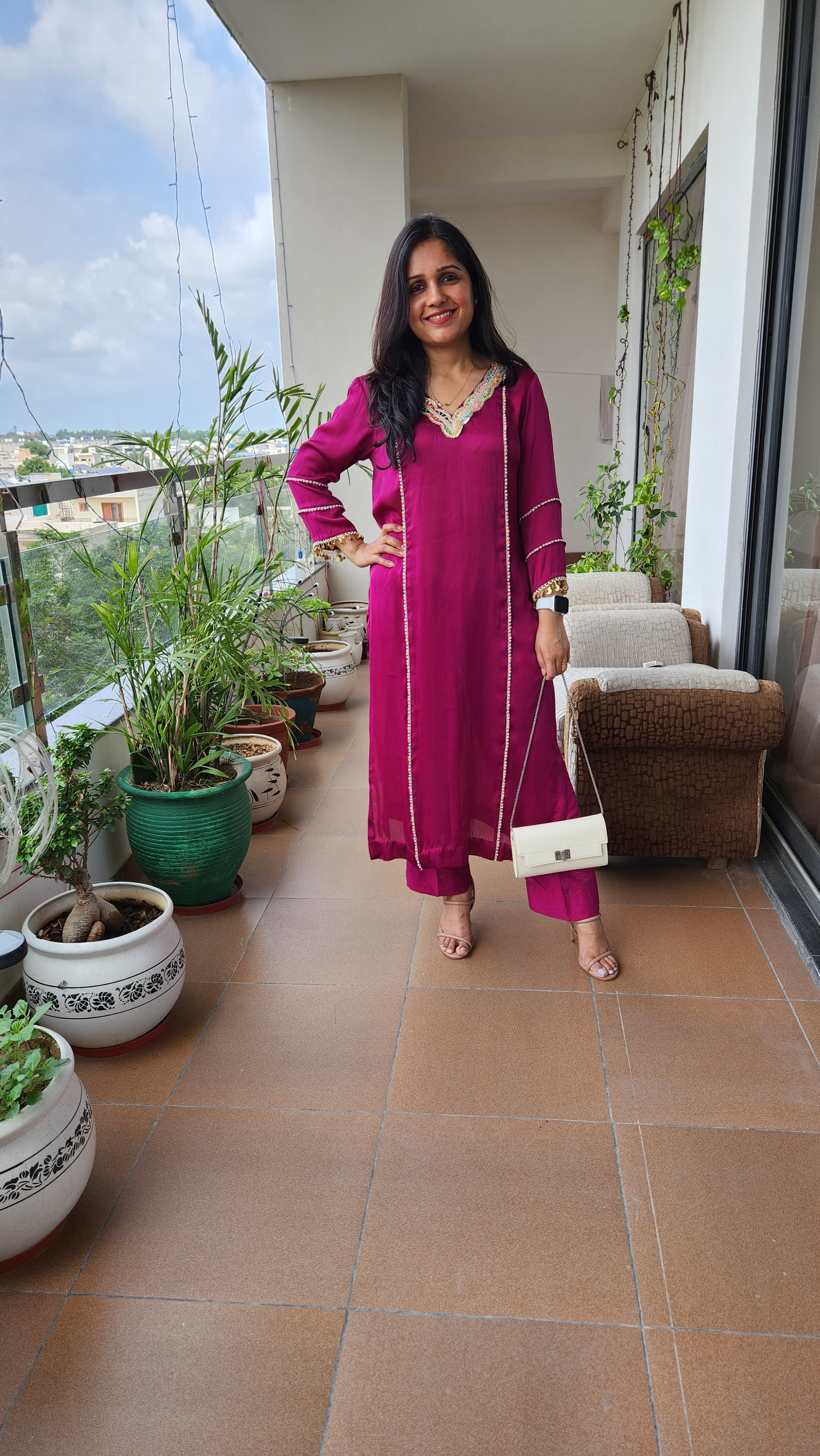 Wine Pink Kurta Set