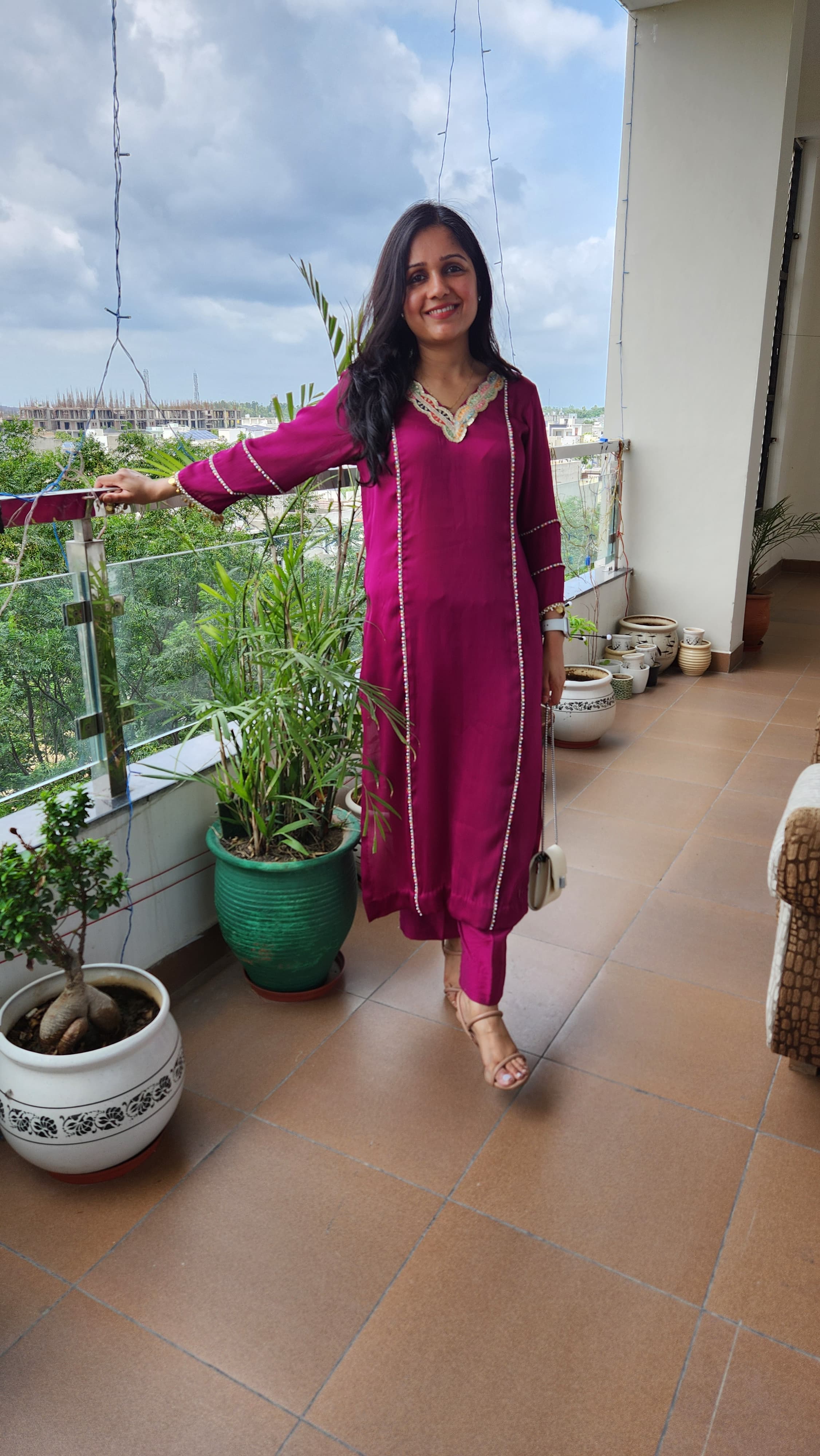 Wine Pink Kurta Set