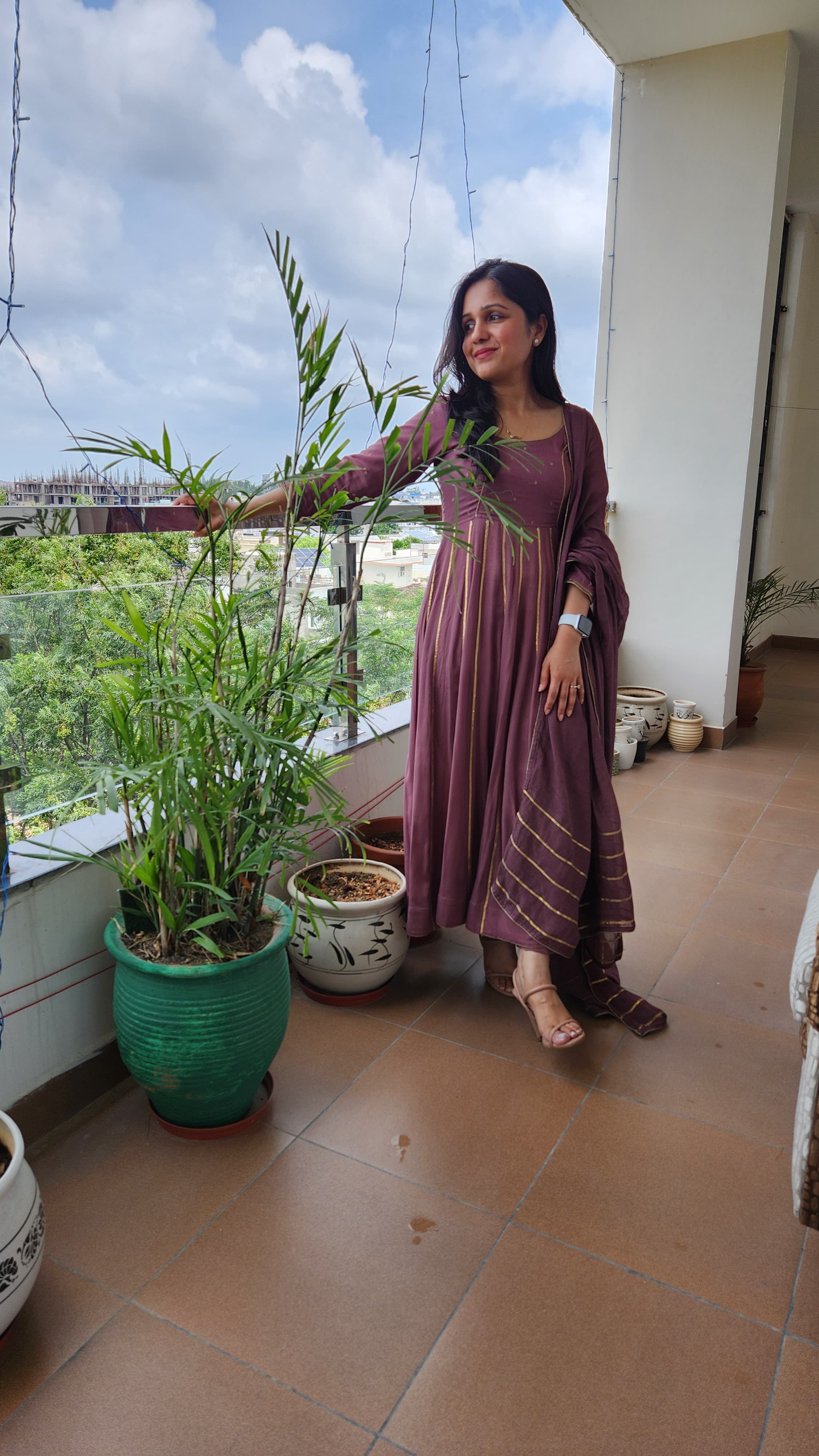 Mauve Brown Anarkali Suit