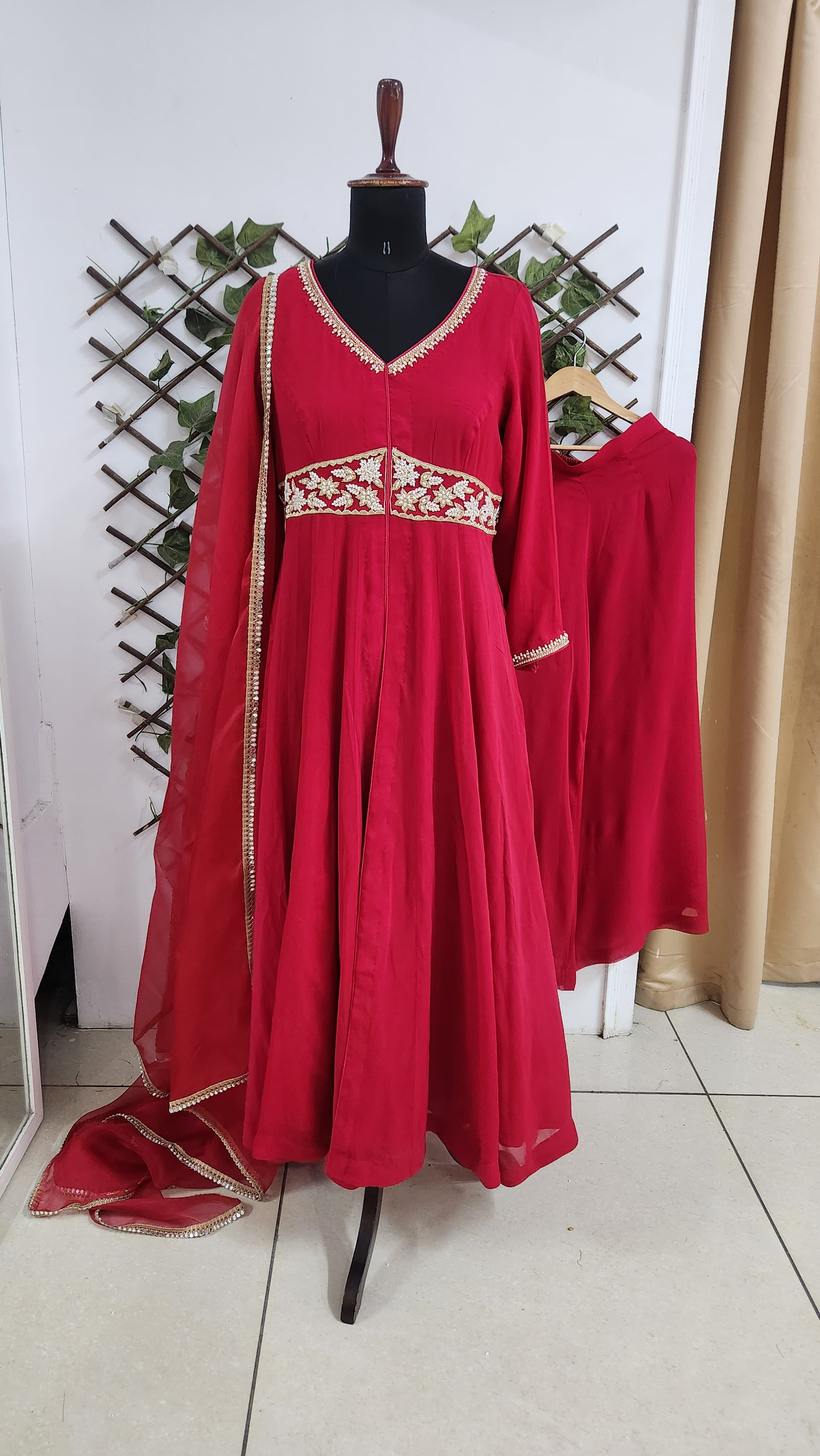 Anarkali Suit - Tomato Red