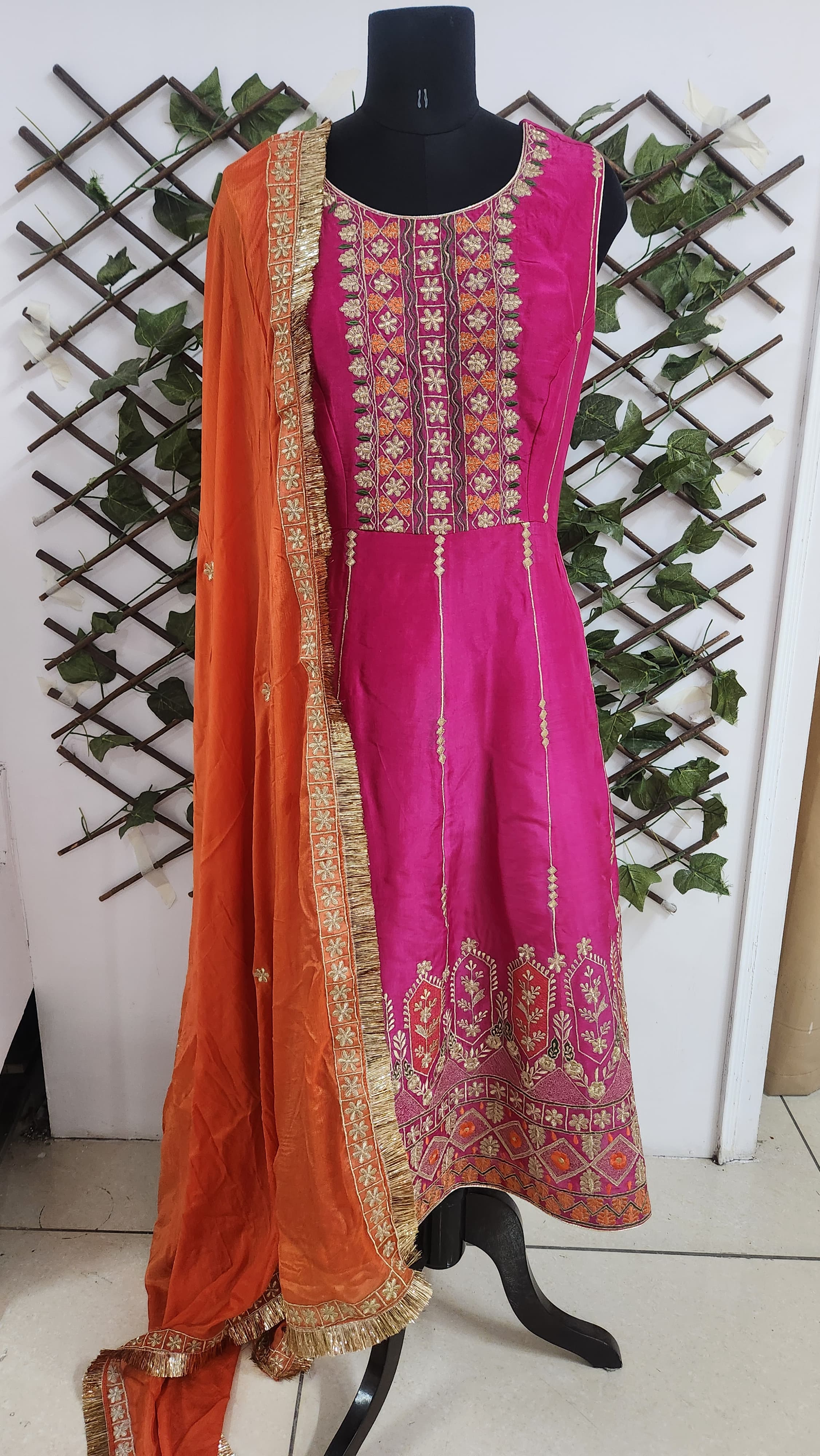 Rani Pink Aline Anarkali