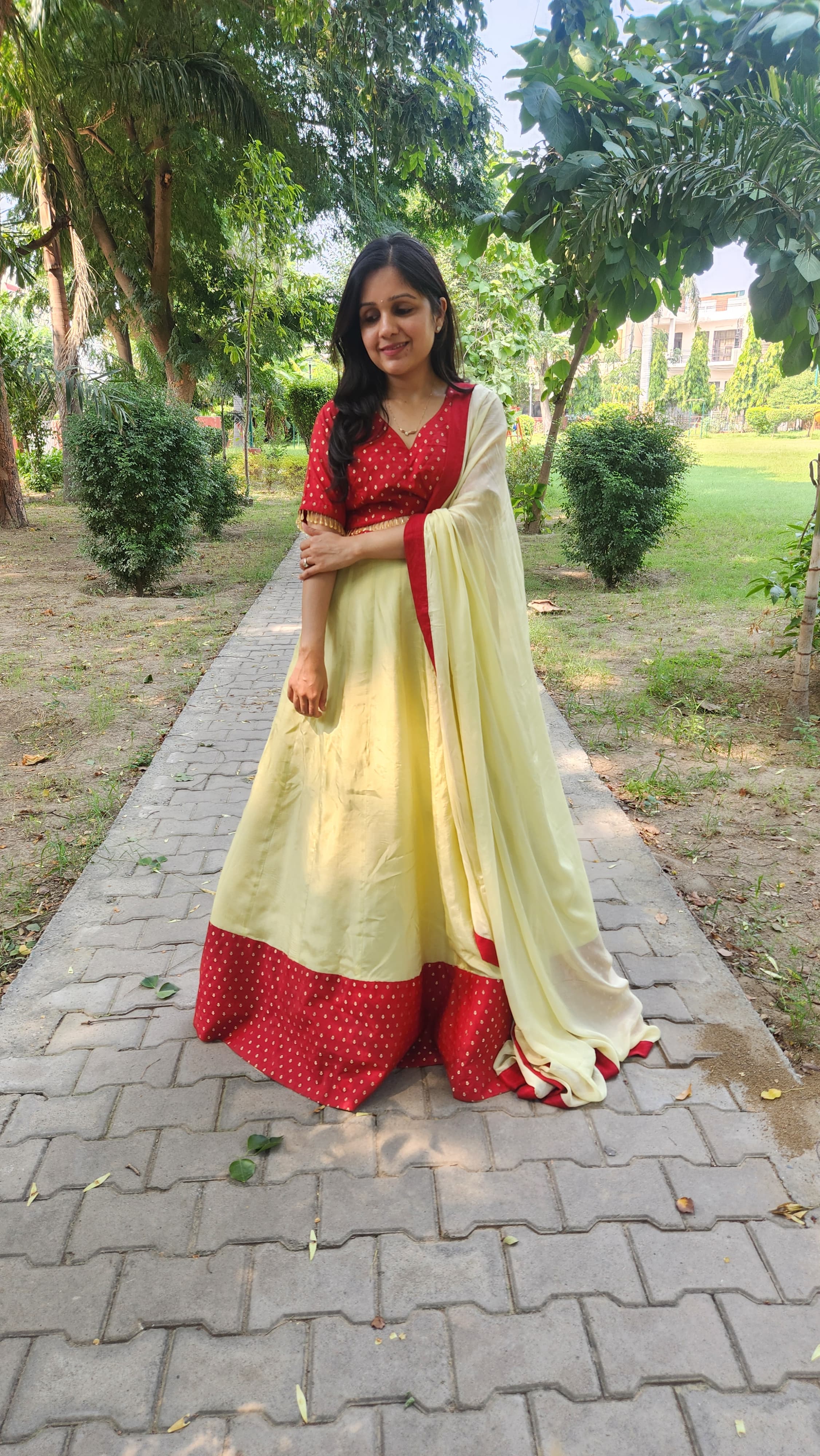 Red & Lime Green Lehenga set