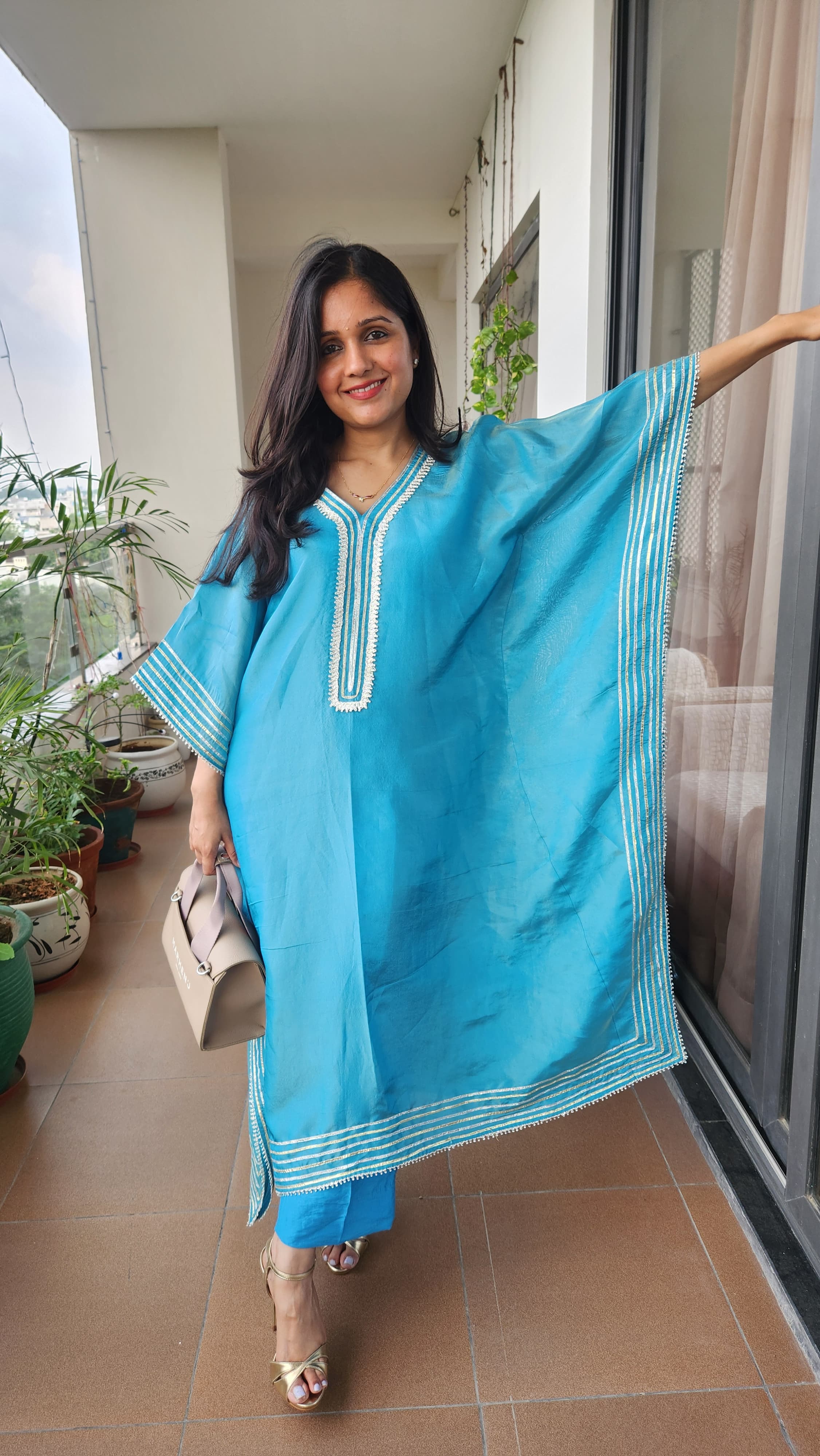 Firozi Blue Kaftan Set