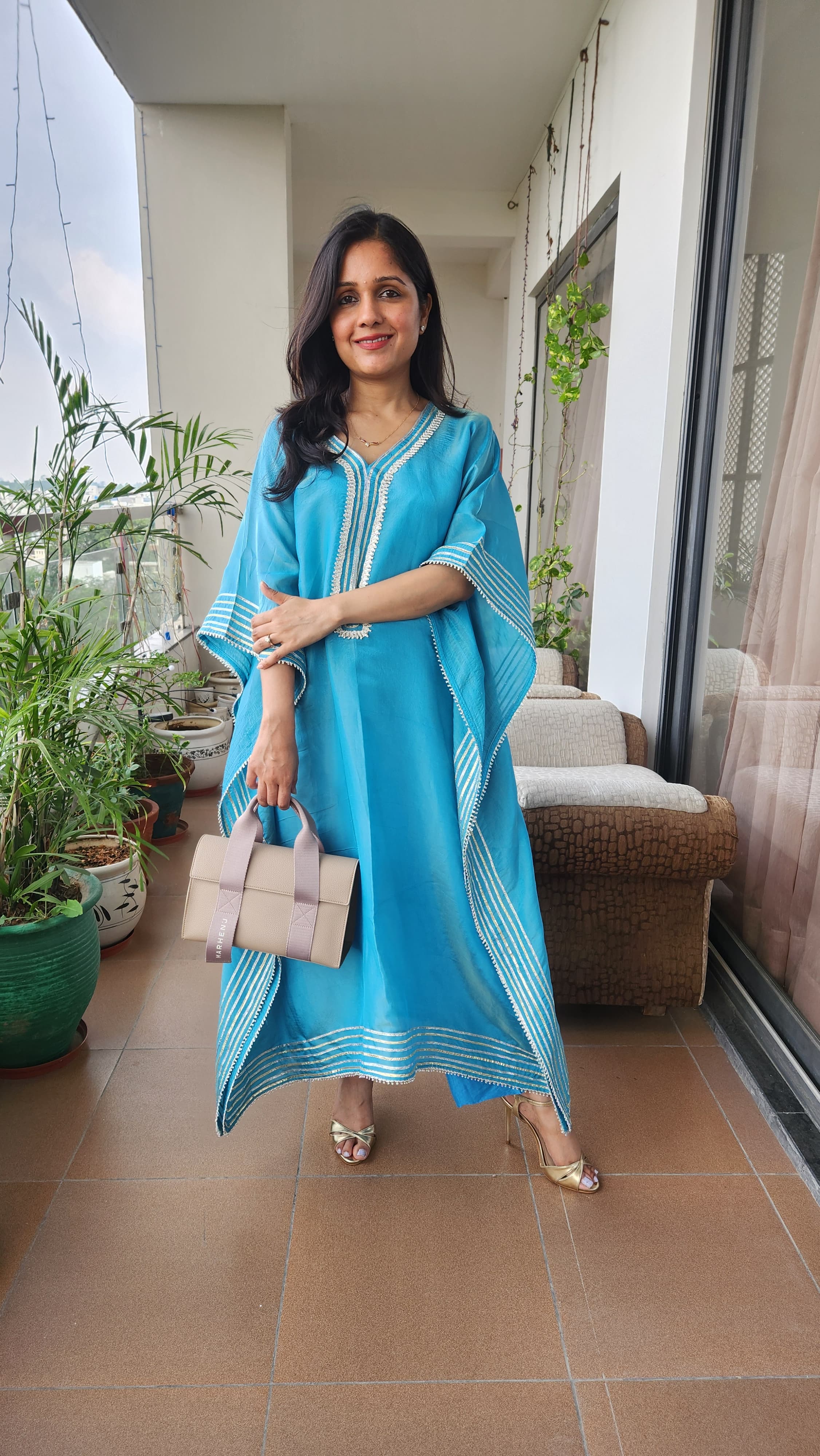 Firozi Blue Kaftan Set