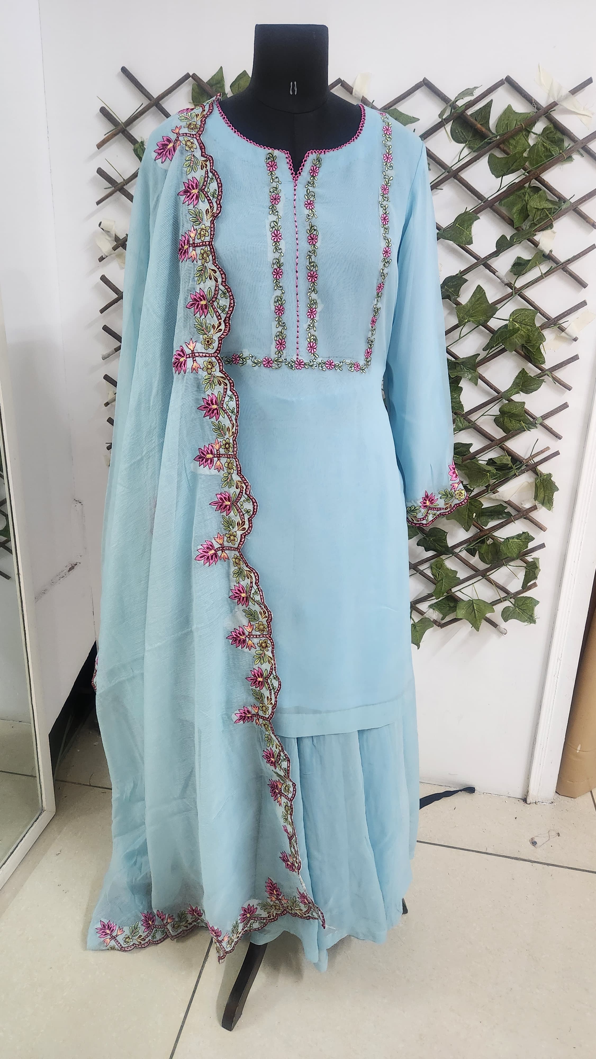 Aqua Blue Sharara Suit